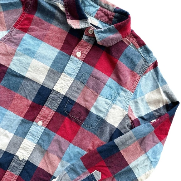 Children’s Place Boys Blue/Red Plaid Button Down Shirt  10-12 - Picture 2 of 5